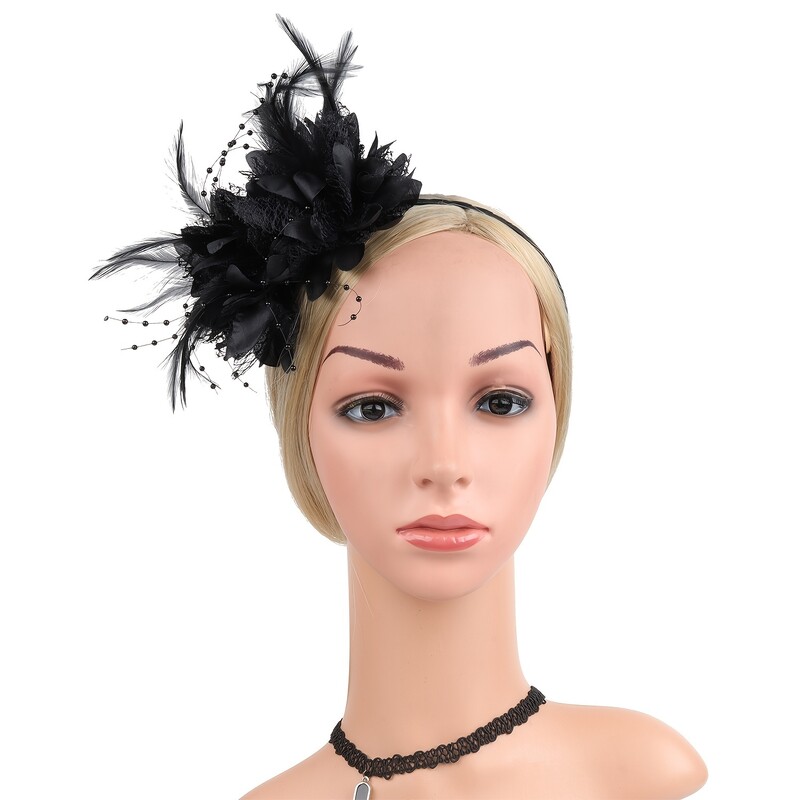 1vnt Fascinator Kepurės moterims Plunksnų galvos apdangalas Kentukio galvos apdangalas Gatsby Derby kepurė kokteilių vestuvių arbatos vakarėliui
