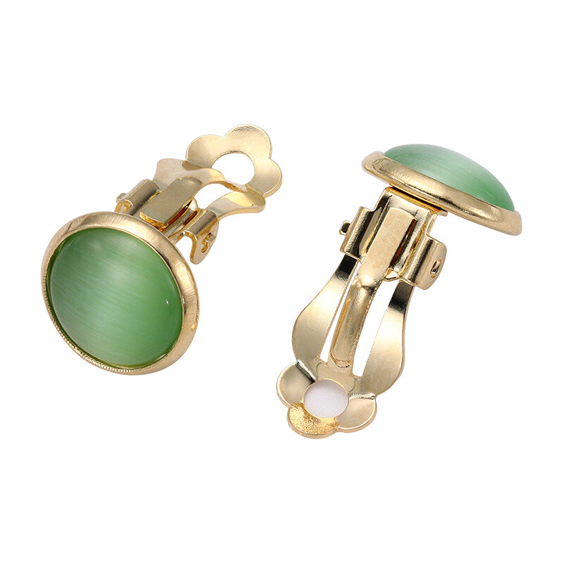 Avokadų žalios spalvos miško stiliaus katės akių auskarai aukščiausios klasės nišiniai neveriantys ausų segtukai, maži švieži ir vakarietiški auskarai moterims