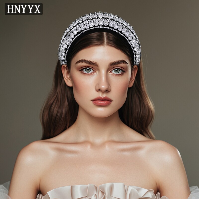 HNYYX Luxury Full Crystal Hairband Baroque Rhinestone Headband Prom Αξεσουάρ μαλλιών για γυναίκες Κοσμήματα παράνυμφων Αξεσουάρ κεφαλής A253