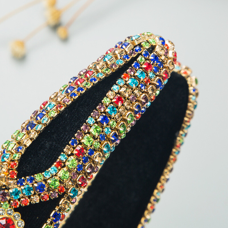 Luxus női fejpánt hajkiegészítők barokk strasszkő fejpántok hajkarikák széles szivaccsal párnázott hajpánt báli fejdísz