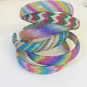 Vaivorykštės spalvos Kalnų krištolinio akmens kempinė paminkštinta plaukų juosta galvos juosta suaugusiems plaukų aksesuarai Hair Jewley