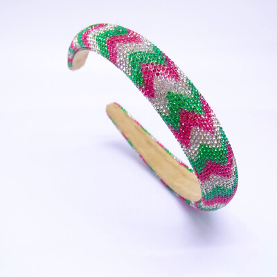 Vaivorykštės spalvos Kalnų krištolinio akmens kempinė paminkštinta plaukų juosta galvos juosta suaugusiems plaukų aksesuarai Hair Jewley