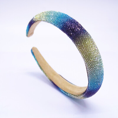 Vaivorykštės spalvos Kalnų krištolinio akmens kempinė paminkštinta plaukų juosta galvos juosta suaugusiems plaukų aksesuarai Hair Jewley