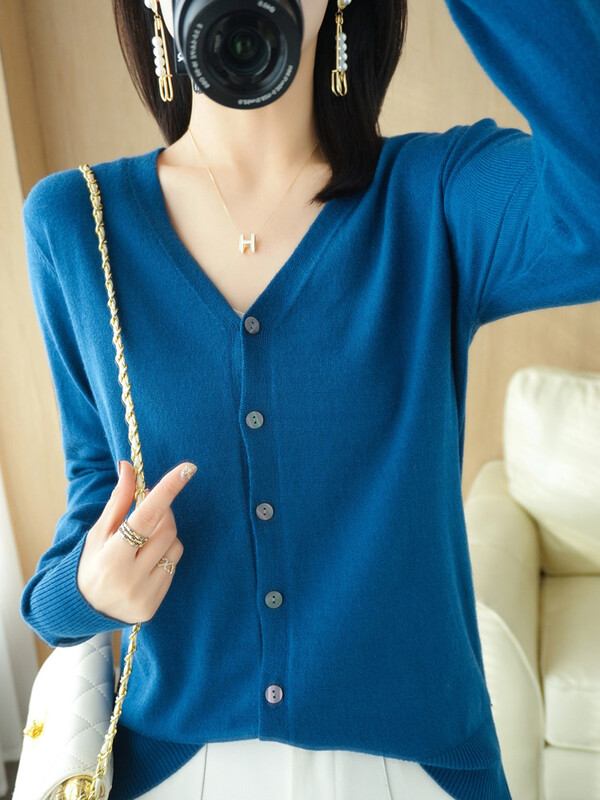 Ankstyvojo rudens nauji Andy kašmyro megztiniai megztiniai V formos kaklo vienspalviai madingi aukštos kokybės patogūs laisvalaikio mezginiai -GH021