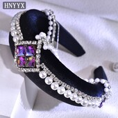HNYYX luksuslik kristallist juuksekett peapael Moepärlite aksessuaarid naistele kivist peakate Pruudi otsaesine tiaara A256