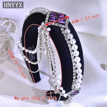 HNYYX Luxury Crystal Hair Chain Headband Fashion Pearl Αξεσουάρ για γυναίκες Κόμμωση με στρας Νυφικό μέτωπο Tiara A256