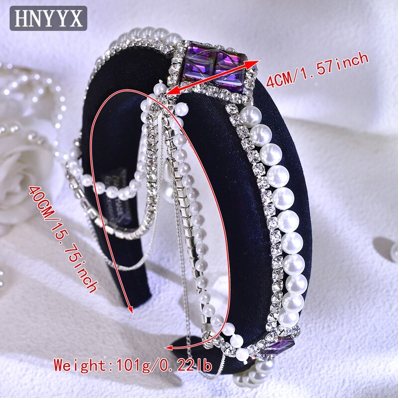 HNYYX luksuslik kristallist juuksekett peapael Moepärlite aksessuaarid naistele kivist peakate Pruudi otsaesine tiaara A256