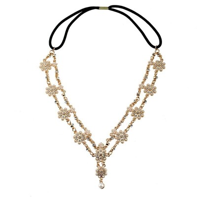 Rochie de cap elegantă la modă pentru femei, imitație de perle, strasuri, lanț pentru cap de flori, bijuterii pentru frunte, accesorii de nuntă de mireasă