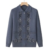 Tavaszi, őszi középkorú idős női pulóver Vékony kardigán dzsekik 2023 új alkalmi hosszú ujjú kabátok női kötött pulóver