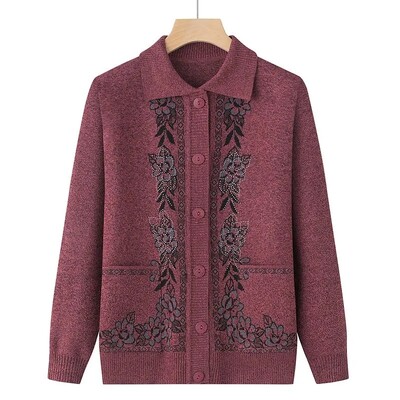 Tavaszi, őszi középkorú idős női pulóver Vékony kardigán dzsekik 2023 új alkalmi hosszú ujjú kabátok női kötött pulóver