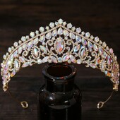 DIEZI 5 Culori Coroană Elegant AB Cristal Tiara Pentru Femei Fete Petrecere Baroc Strasuri Rochie De păr Coroană Accesorii pentru păr