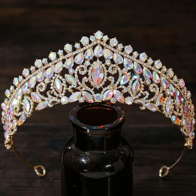 DIEZI 5 Χρώματα Κομψό AB Crystal Tiara Crown για Γυναικεία Κοριτσίστικα πάρτι Μπαρόκ Κομμωτήριο με στρας Κορώνα Αξεσουάρ μαλλιών