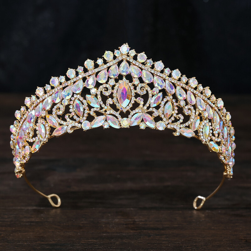 DIEZI 5 Culori Coroană Elegant AB Cristal Tiara Pentru Femei Fete Petrecere Baroc Strasuri Rochie De păr Coroană Accesorii pentru păr