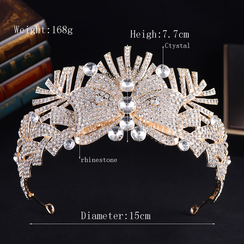 Coroană pentru femei Coroană de cristal Din aliaj metalic Tiara de nuntă de mireasă Pentru petrecere Bijuterii Accesorii pentru păr de înaltă calitate