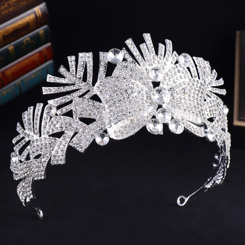 Coroană pentru femei Coroană de cristal Din aliaj metalic Tiara de nuntă de mireasă Pentru petrecere Bijuterii Accesorii pentru păr de înaltă calitate
