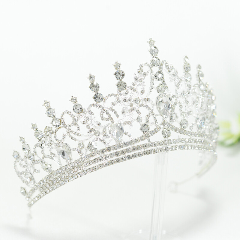 Luksusa baroka kristāla kroņi Rhinestone Tiaras Kāzu ballīte Izlaiduma balle Diadēma galvassega Matu Aksesuāri Rotaslietas Dāvana
