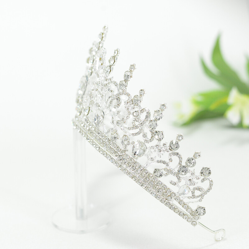 Luksusa baroka kristāla kroņi Rhinestone Tiaras Kāzu ballīte Izlaiduma balle Diadēma galvassega Matu Aksesuāri Rotaslietas Dāvana