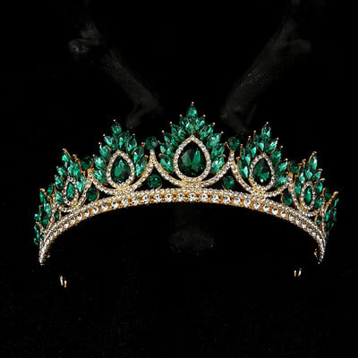 Barokk-vintage kristallkrooniga pruudi tiaara naistele pulmadeks Uus elegantne printsess Rhinestone Diadem Juukseehete aksessuaarid