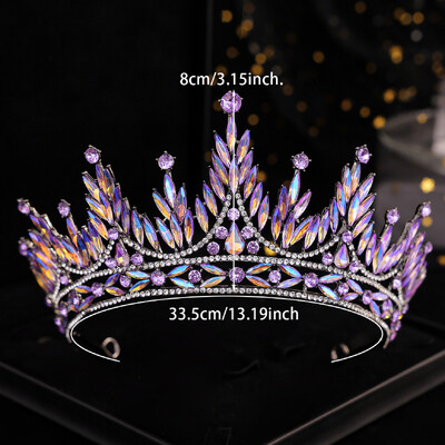 DIEZI 8 Colors Elegant Purple AB Full Crystal Tiara Crown Moterų Merginų Vakarėliui Vestuvių Kalnų krištolo karūna plaukų suknelių priedai