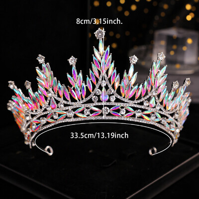 DIEZI 8 Colors Elegant Purple AB Full Crystal Tiara Crown Moterų Merginų Vakarėliui Vestuvių Kalnų krištolo karūna plaukų suknelių priedai