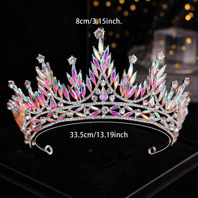 DIEZI 8 Colors Elegant Purple AB Full Crystal Tiara Crown Moterų Merginų Vakarėliui Vestuvių Kalnų krištolo karūna plaukų suknelių priedai