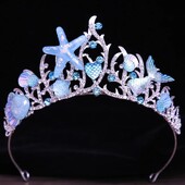 DIEZI princesė Korėjos rožinė mėlyna krištolinė žvaigždės karūna Moterų mergaičių gimtadienio vestuvių nuotakos karalienės vestuvinės tiaros plaukų galvos juostos