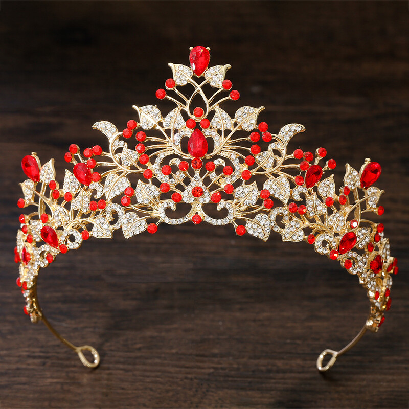 DIEZI Barokno zelena crvena kristalna tijara kruna za žene Djevojke Vjenčanje Elegantna kraljica kruna sa kamenčićima Dodaci za kosu