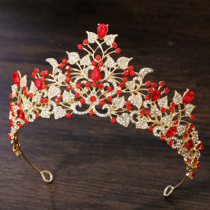 DIEZI Barokno zelena crvena kristalna tijara kruna za žene Djevojke Vjenčanje Elegantna kraljica kruna sa kamenčićima Dodaci za kosu