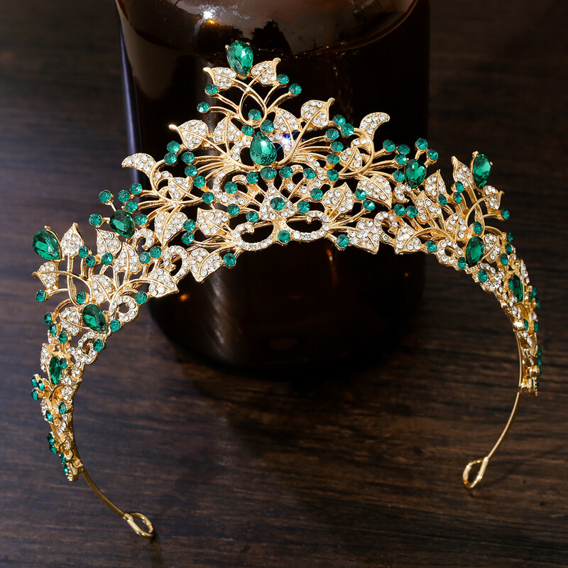 DIEZI Barokno zelena crvena kristalna tijara kruna za žene Djevojke Vjenčanje Elegantna kraljica kruna sa kamenčićima Dodaci za kosu
