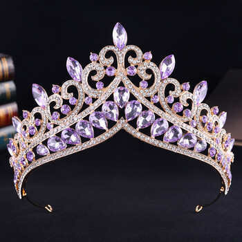 DIEZI Vinatge Baroque Queen Crystal Tiara Crown For Women Girls Party Wedding Elegant Rhinestone Crown Аксесоари за рокля за коса