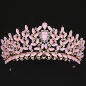 DIEZI korėjiečių rožinė opalo krištolinė karūna moterims mergaitėms elegantiška nuotaka karalienė nuotakos tiaros plaukų aksesuarai vestuvinių dovanų galvos juostos