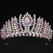 DIEZI 6 Colors Korean AB Crystal Crown Moterims Merginoms Vestuvių Barokinė Nuotaka Karalienė Vestuvinė Tiaros Plaukų Priedai Dovanų Galvos juostos