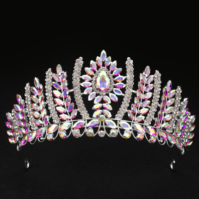 DIEZI 6 Colors Korean AB Crystal Crown Moterims Merginoms Vestuvių Barokinė Nuotaka Karalienė Vestuvinė Tiaros Plaukų Priedai Dovanų Galvos juostos