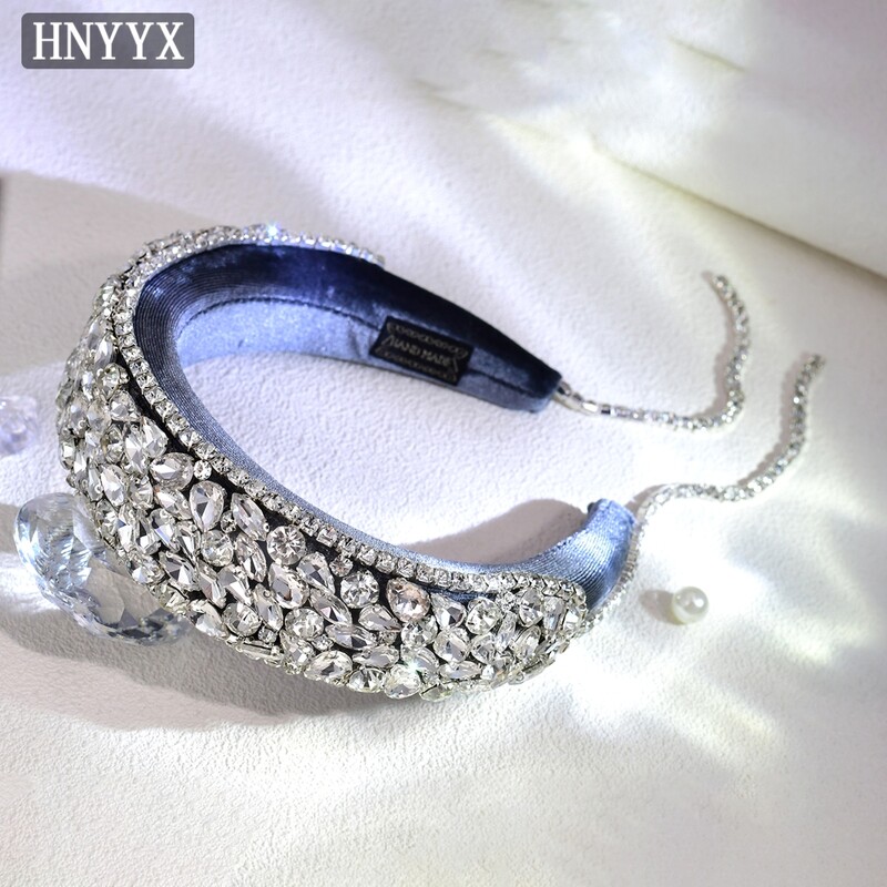 HNYYX Bentita de cristal Boho Captusita Accesorii pentru par cu strasuri stralucitoare Bentita de mireasa in stil baroc Accesorii pentru par pentru nunta A238