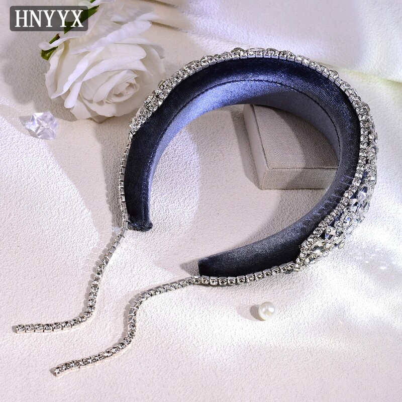 HNYYX Bentita de cristal Boho Captusita Accesorii pentru par cu strasuri stralucitoare Bentita de mireasa in stil baroc Accesorii pentru par pentru nunta A238