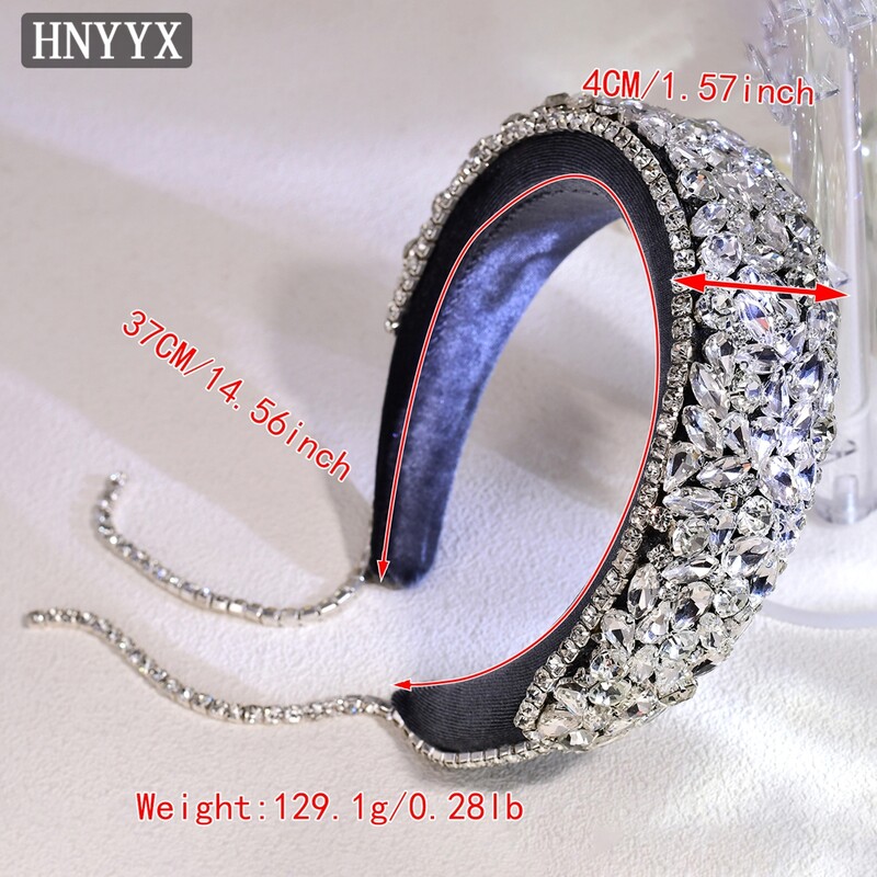 HNYYX Bentita de cristal Boho Captusita Accesorii pentru par cu strasuri stralucitoare Bentita de mireasa in stil baroc Accesorii pentru par pentru nunta A238