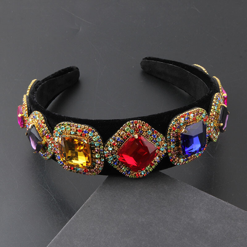 Articole pentru cap Nou stil de modă baroc Flanel incrustat Bandita cu strasuri colorate Doamnelor Balul Podium Accesorii pentru păr Femei 863