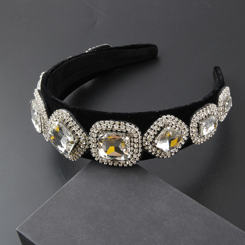 Articole pentru cap Nou stil de modă baroc Flanel incrustat Bandita cu strasuri colorate Doamnelor Balul Podium Accesorii pentru păr Femei 863