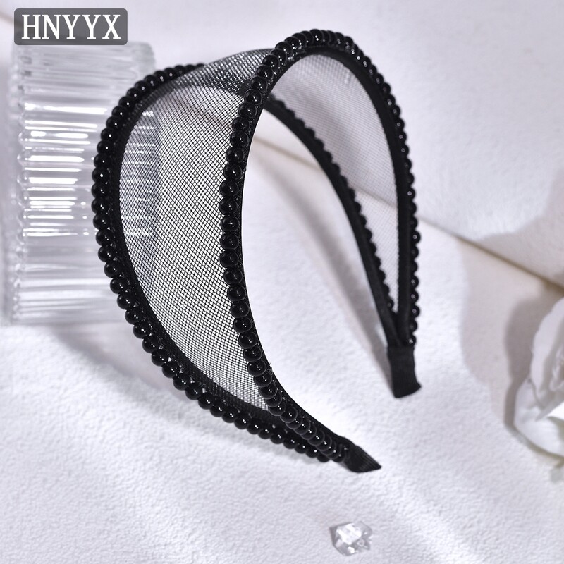 HNYYX Pearl minimalistiniai plaukų aksesuarai juodi tinkliniai kasdieniai galvos apdangalai moterims ir merginoms vakarėlio galvos juosta Vestuviniai papuošalai Tiara A264