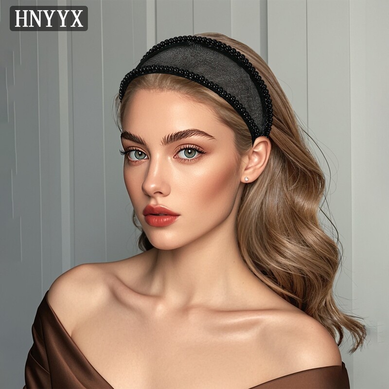 HNYYX Pearl minimalistiniai plaukų aksesuarai juodi tinkliniai kasdieniai galvos apdangalai moterims ir merginoms vakarėlio galvos juosta Vestuviniai papuošalai Tiara A264