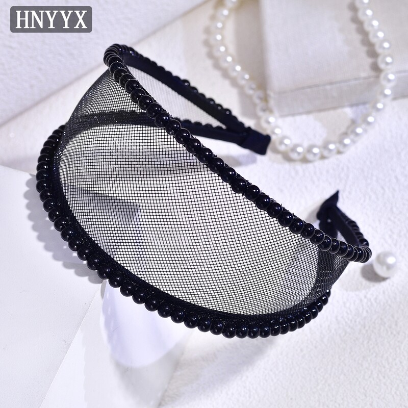 HNYYX Pearl minimalistiniai plaukų aksesuarai juodi tinkliniai kasdieniai galvos apdangalai moterims ir merginoms vakarėlio galvos juosta Vestuviniai papuošalai Tiara A264