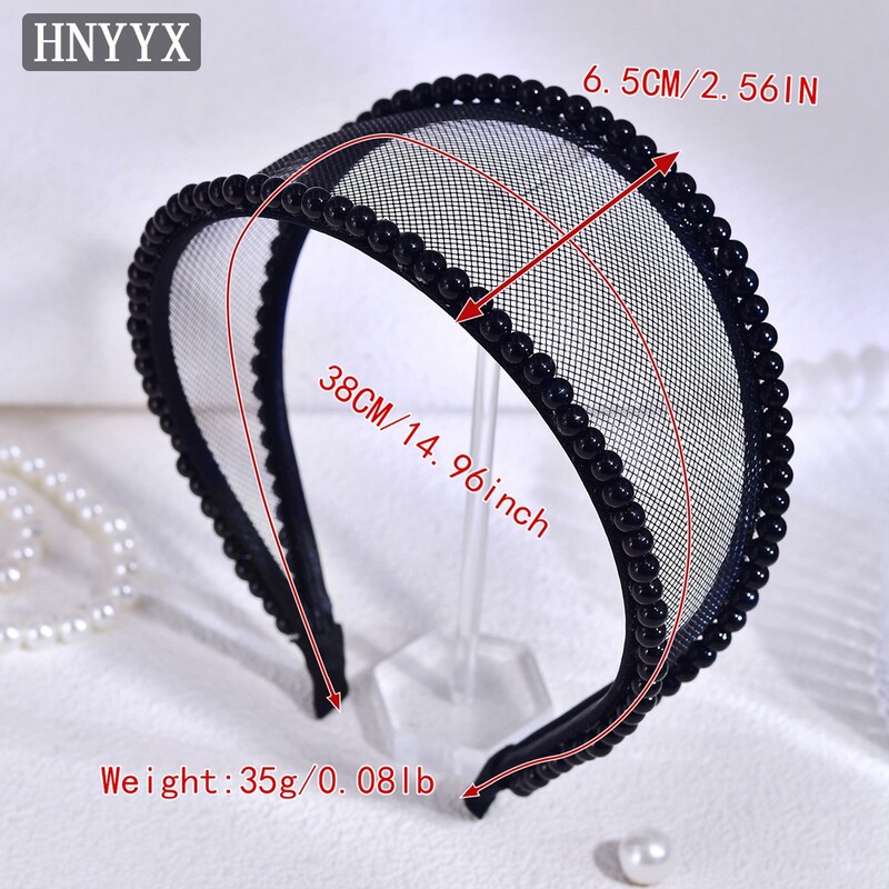 HNYYX Pearl minimalistiniai plaukų aksesuarai juodi tinkliniai kasdieniai galvos apdangalai moterims ir merginoms vakarėlio galvos juosta Vestuviniai papuošalai Tiara A264