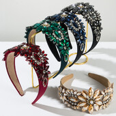 Nouă bentiță cu flori pentru femei în stil baroc cu diamante de sticlă Bandă retro cu margine lată Accesorii de păr transfrontaliere Comerț cu ridicata