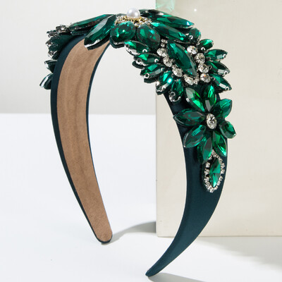 Nouă bentiță cu flori pentru femei în stil baroc cu diamante de sticlă Bandă retro cu margine lată Accesorii de păr transfrontaliere Comerț cu ridicata