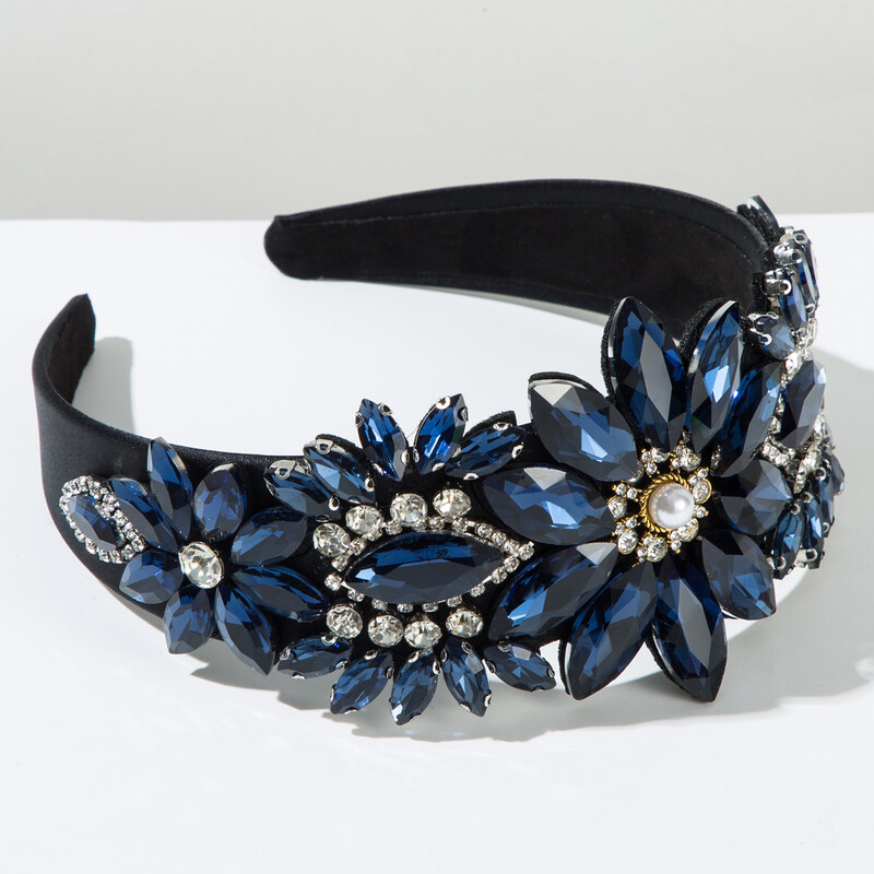 Nouă bentiță cu flori pentru femei în stil baroc cu diamante de sticlă Bandă retro cu margine lată Accesorii de păr transfrontaliere Comerț cu ridicata