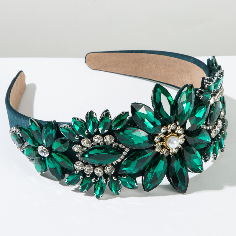 Nouă bentiță cu flori pentru femei în stil baroc cu diamante de sticlă Bandă retro cu margine lată Accesorii de păr transfrontaliere Comerț cu ridicata