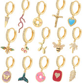 Aranyos állati kutya pillangó koreai karika fülbevaló női szív virág arany színű új méh cseresznye fülbevaló női kiváló minőségű