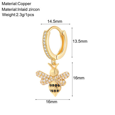 Aranyos állati kutya pillangó koreai karika fülbevaló női szív virág arany színű új méh cseresznye fülbevaló női kiváló minőségű