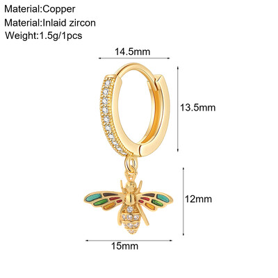 Aranyos állati kutya pillangó koreai karika fülbevaló női szív virág arany színű új méh cseresznye fülbevaló női kiváló minőségű