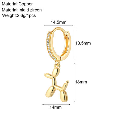 Aranyos állati kutya pillangó koreai karika fülbevaló női szív virág arany színű új méh cseresznye fülbevaló női kiváló minőségű